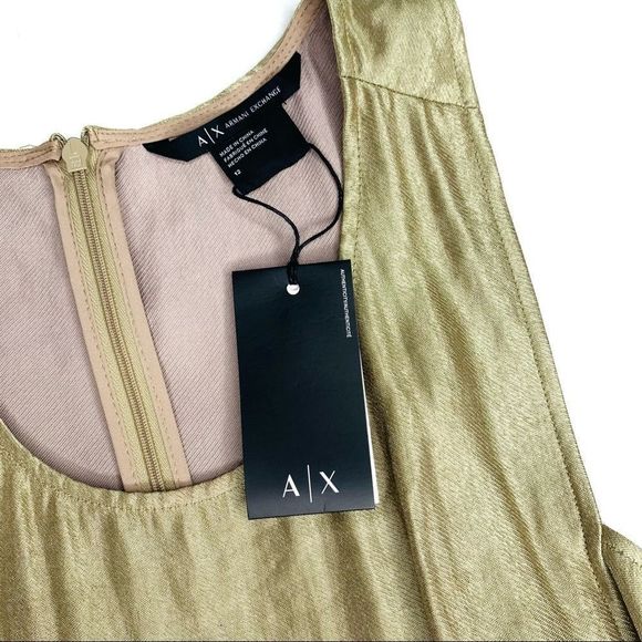 Armani Exchange Gold Metallic Short Dress NWT 12 - Picture 10 of 16